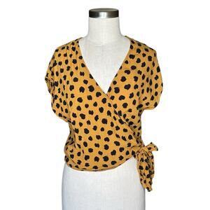 MADEWELL Sash‎ Tie Wrap Top Painted Spots Women's Size Medium Animal Print